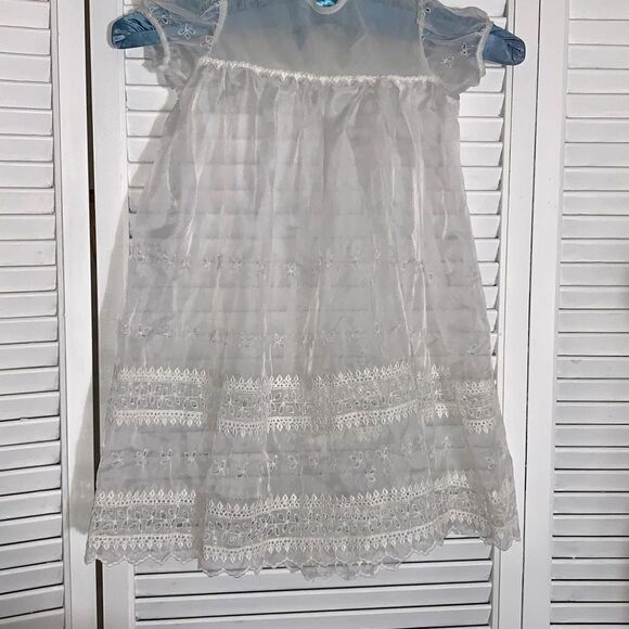 Vintage Sheer Chiffon Double Layered Christening Gown XL 2T - Picture 3 of 16